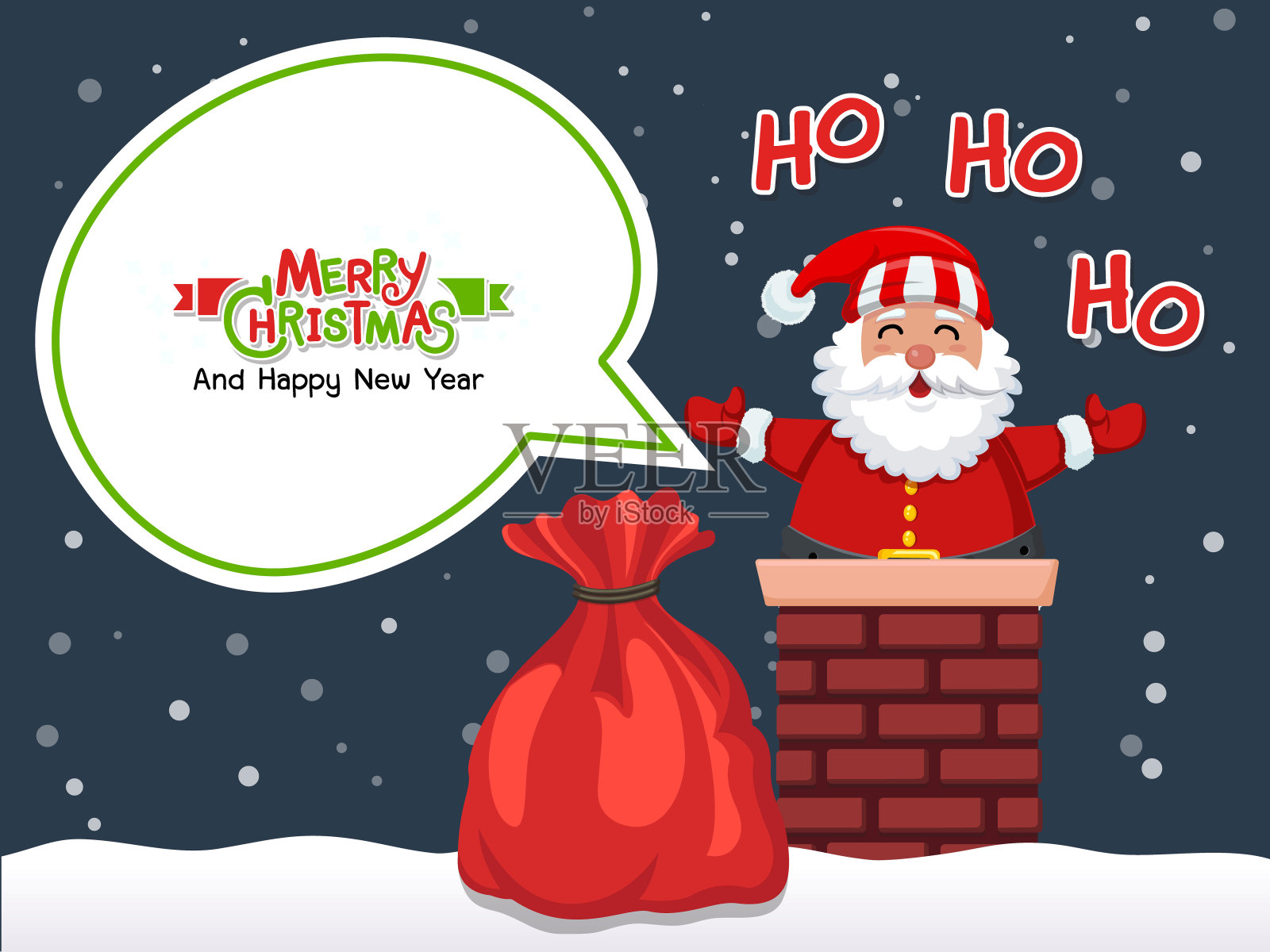 圣诞快乐，圣诞老人壁炉过节矢量剪贴画插画图片素材