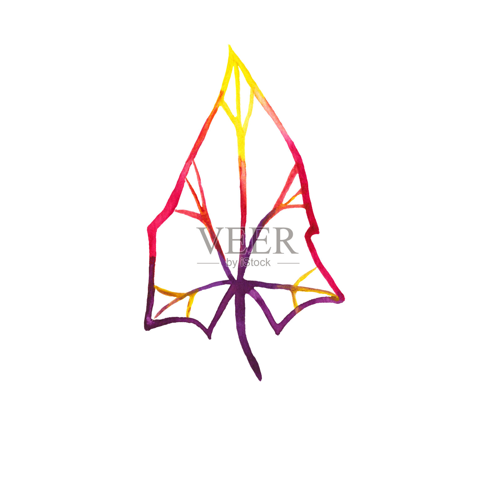 手绘的多色叶片剪影插画图片素材