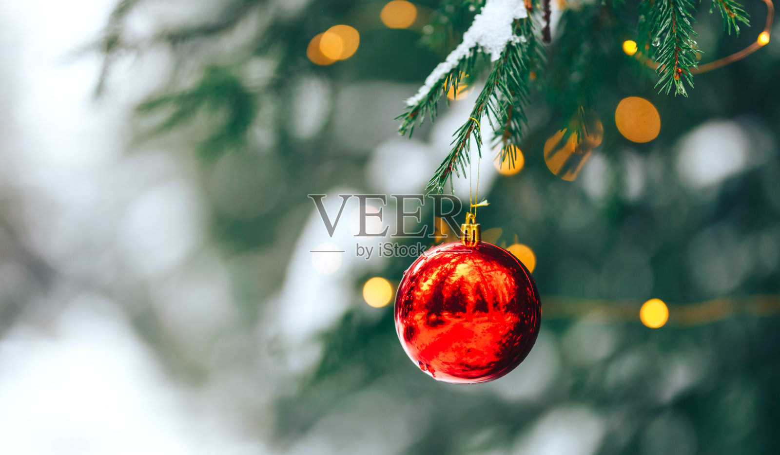 户外树上的圣诞球照片摄影图片