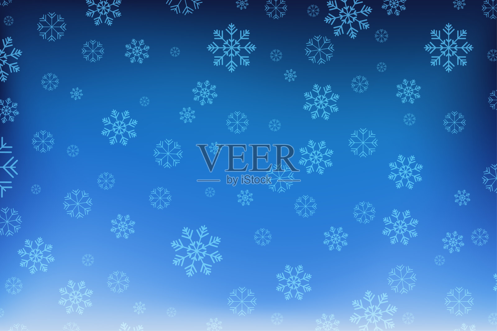 蓝色背景上的雪花。圣诞节的背景。插画图片素材