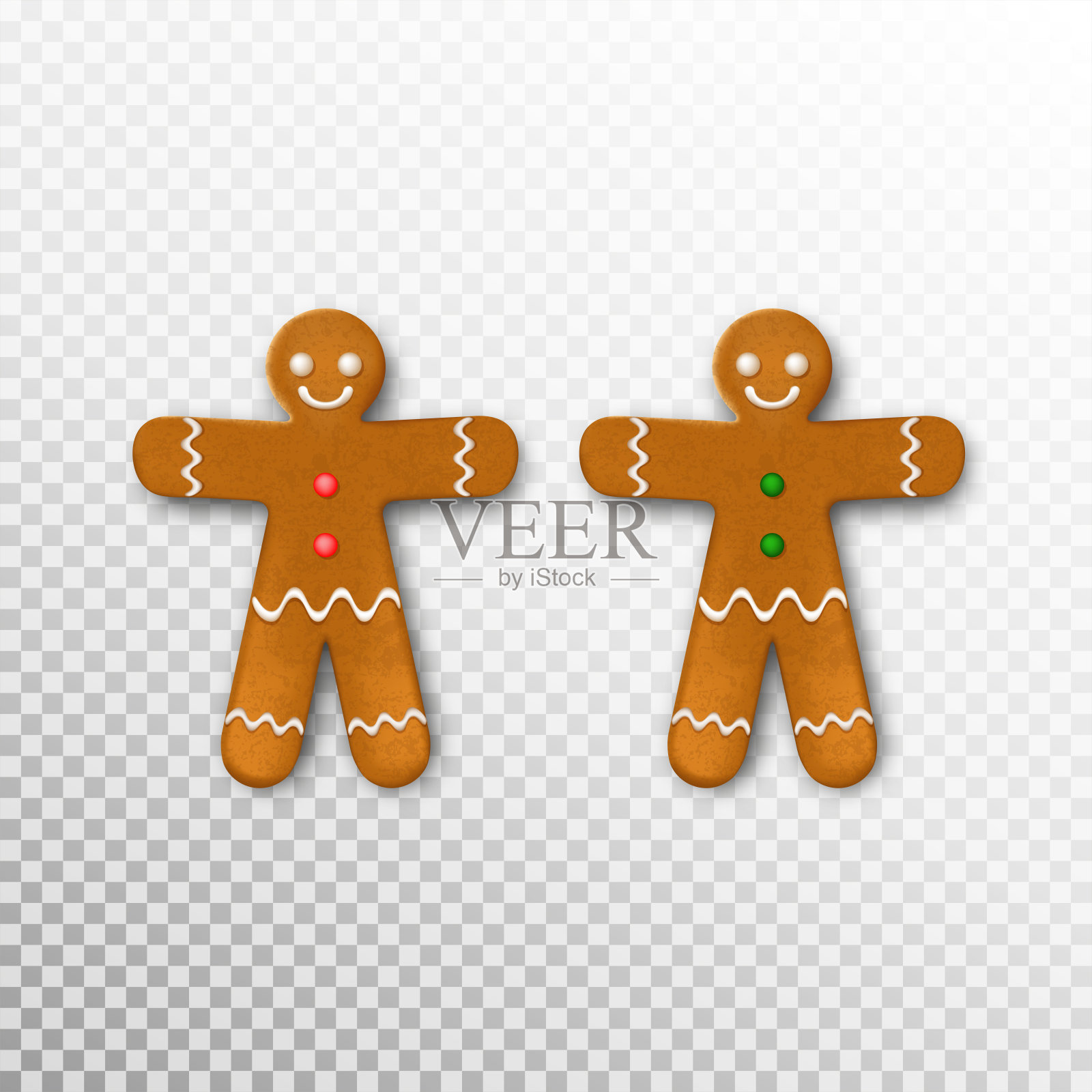 姜饼人在透明的背景。矢量图插画图片素材