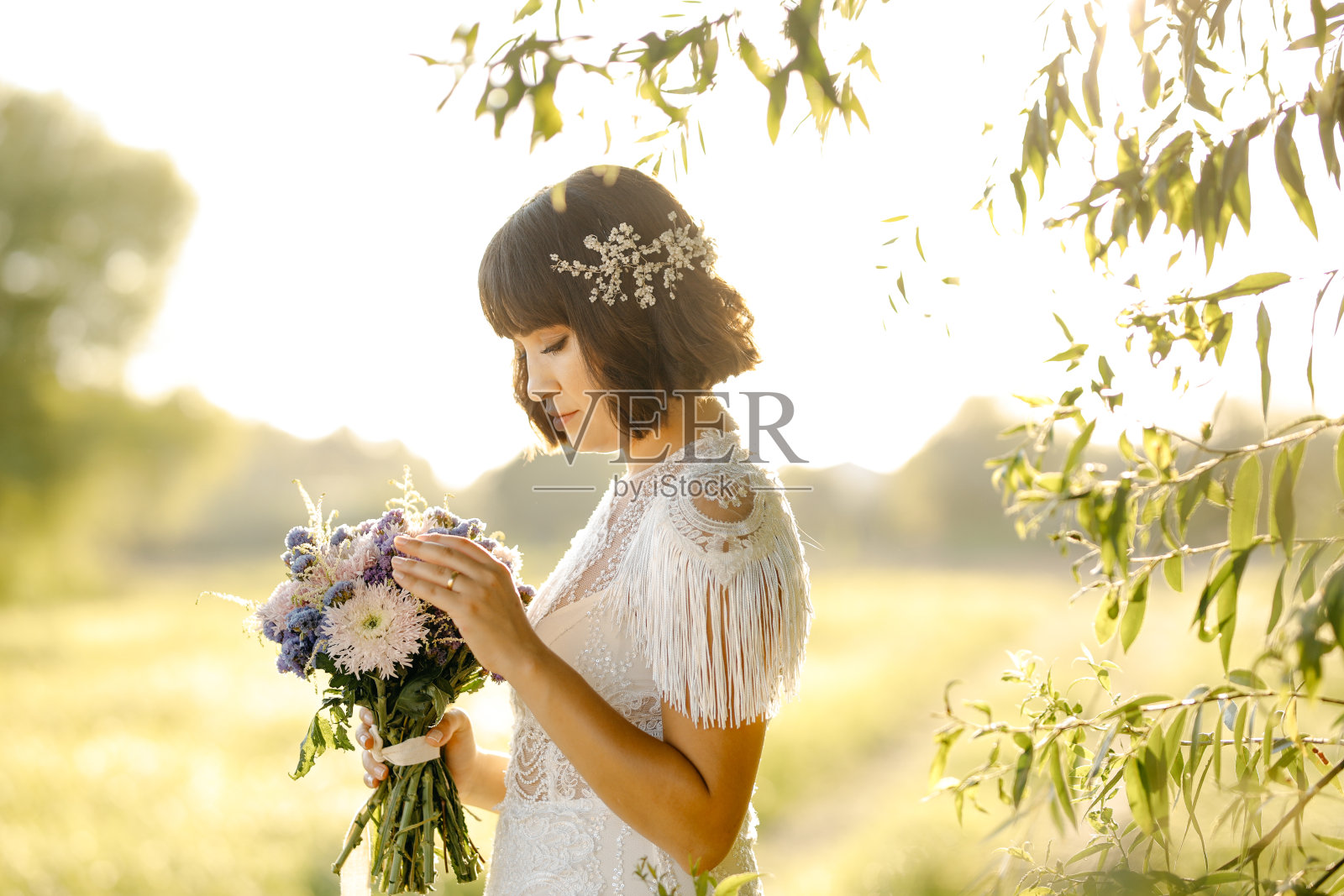 乡村婚礼花束照片摄影图片