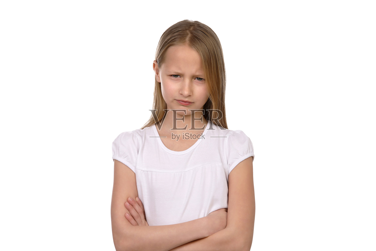 工作室里那个情绪消极的小女孩照片摄影图片