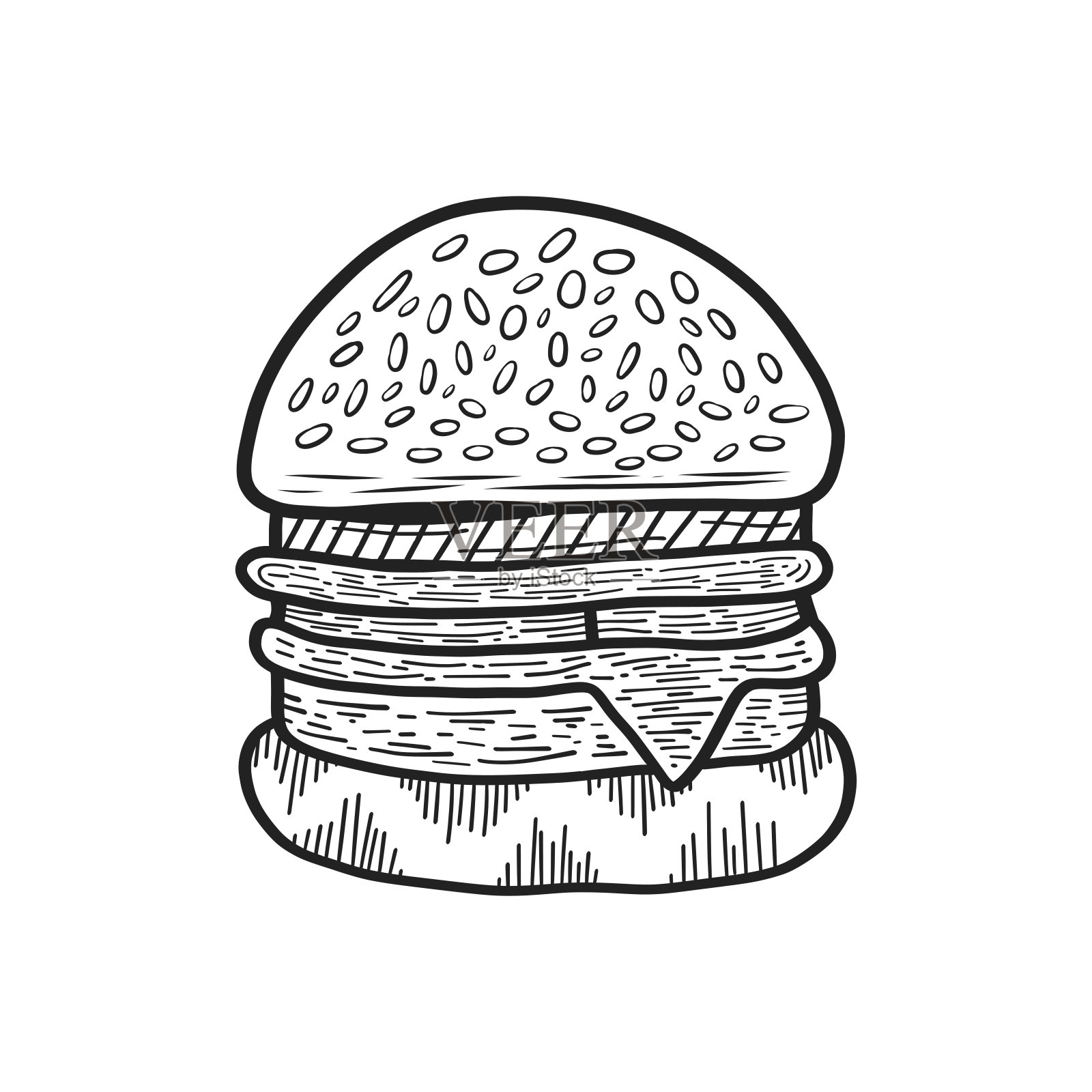 手绘汉堡。矢量插图。设计元素图片