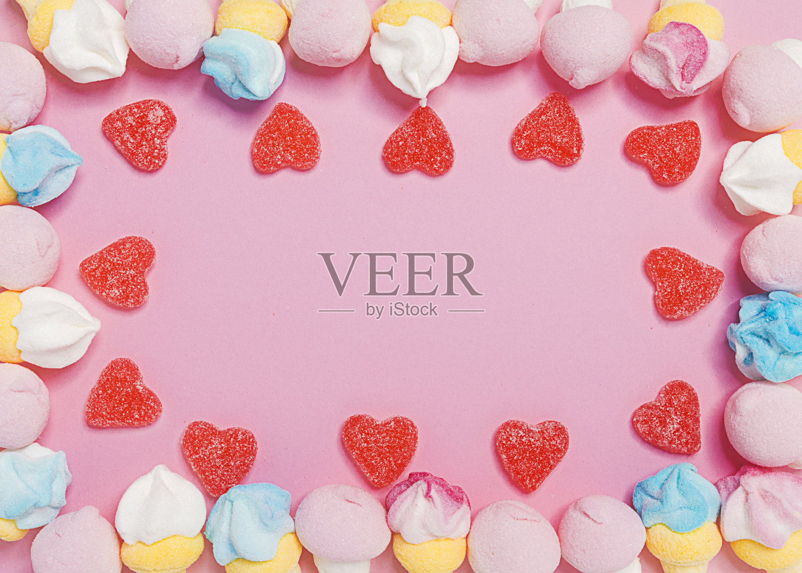 由棉花糖和焦糖制成的框架照片摄影图片