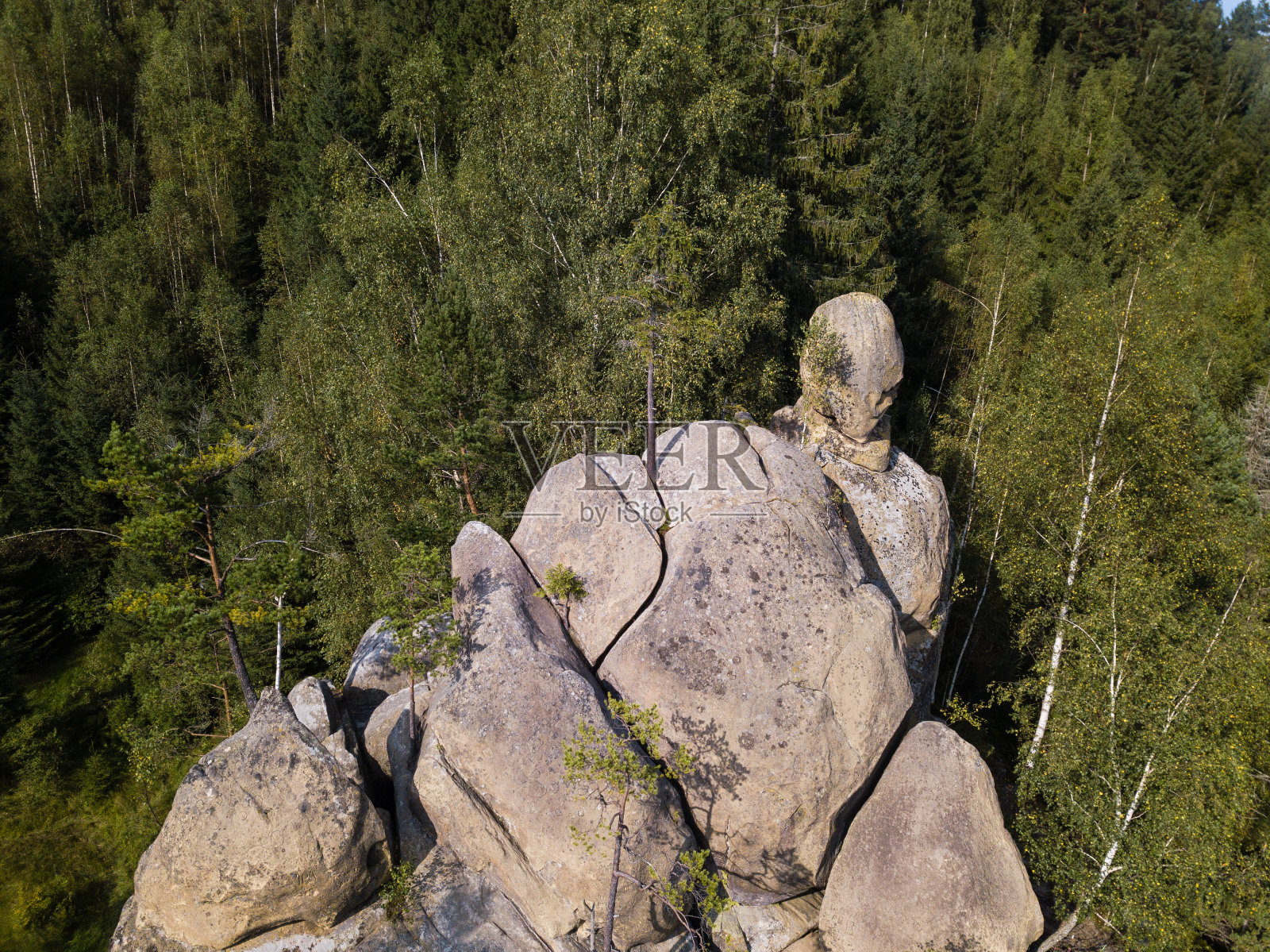 Ternoshorska Lada在美丽的喀尔巴阡森林中岩石。乌克兰Ivano-Frankivsk州，Kosiv地区，母性和生育能力的象征照片摄影图片