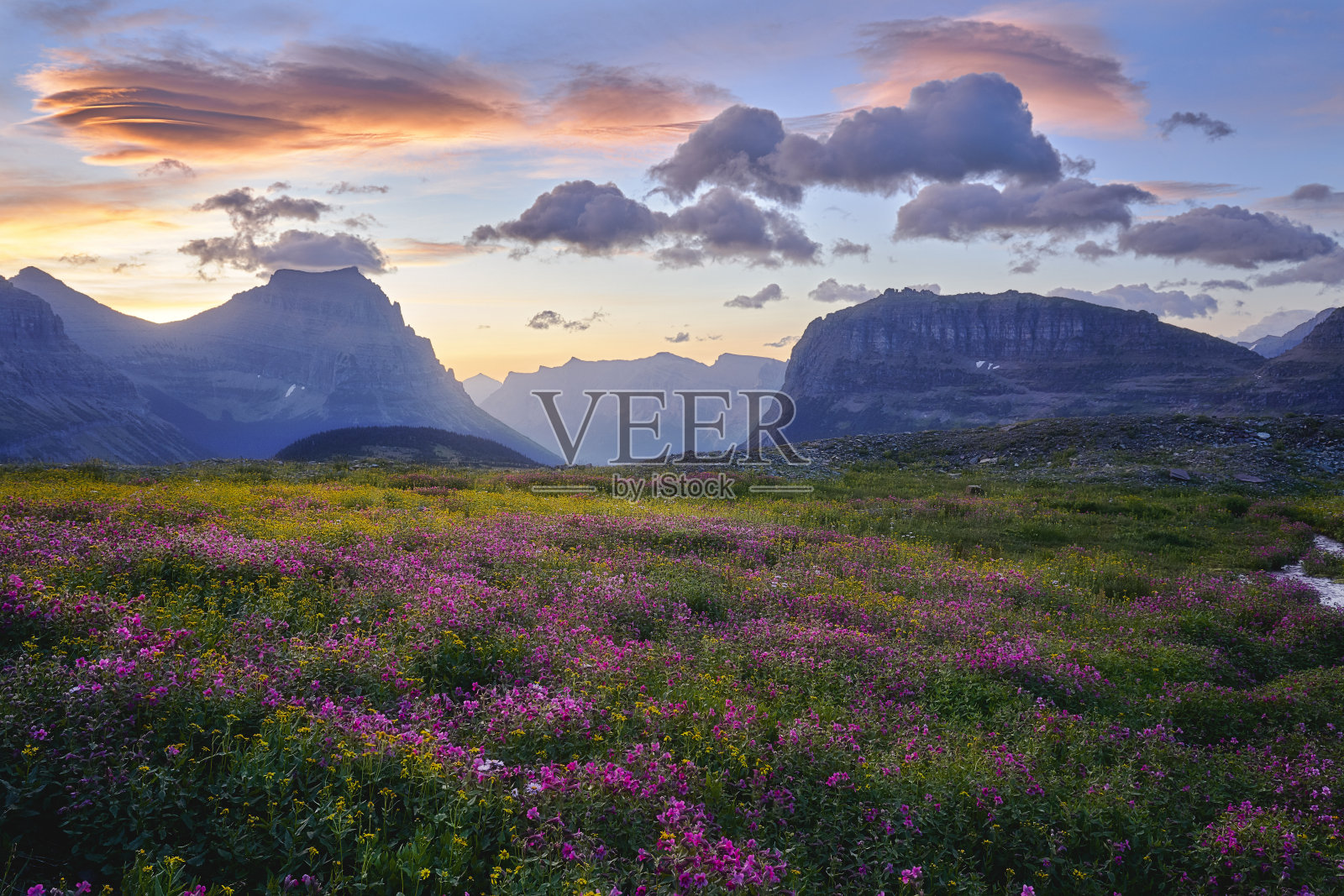 冰川国家公园-透镜黎明照片摄影图片