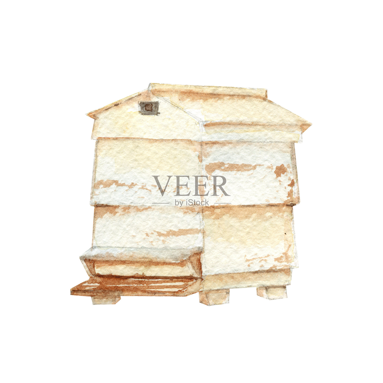 蜂巢。手绘水彩插图孤立的白色背景。插画图片素材