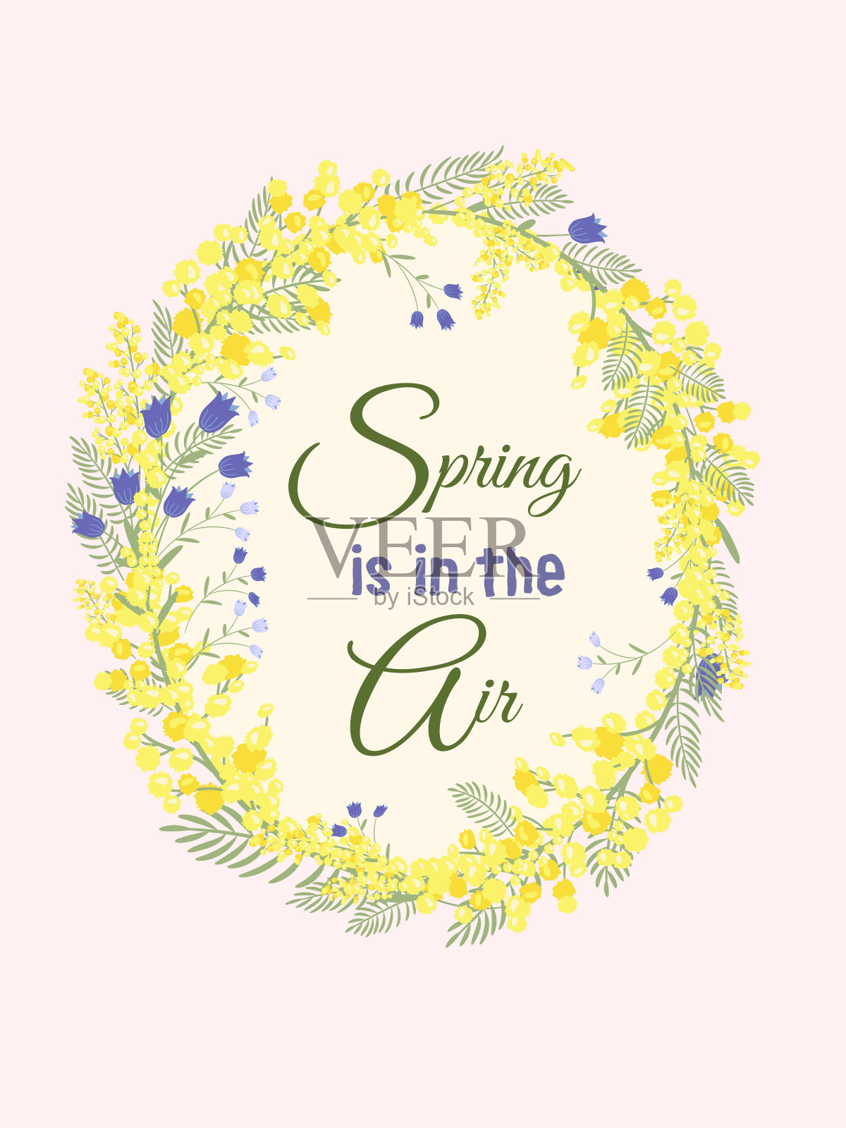 快乐的复活节背景与花圈。插画图片素材