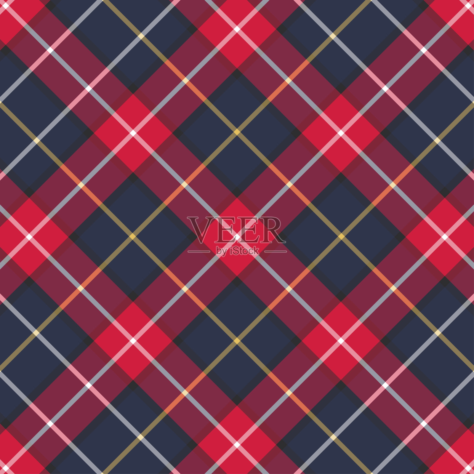 苏格兰格子红和蓝色无缝方格矢量图案。插画图片素材
