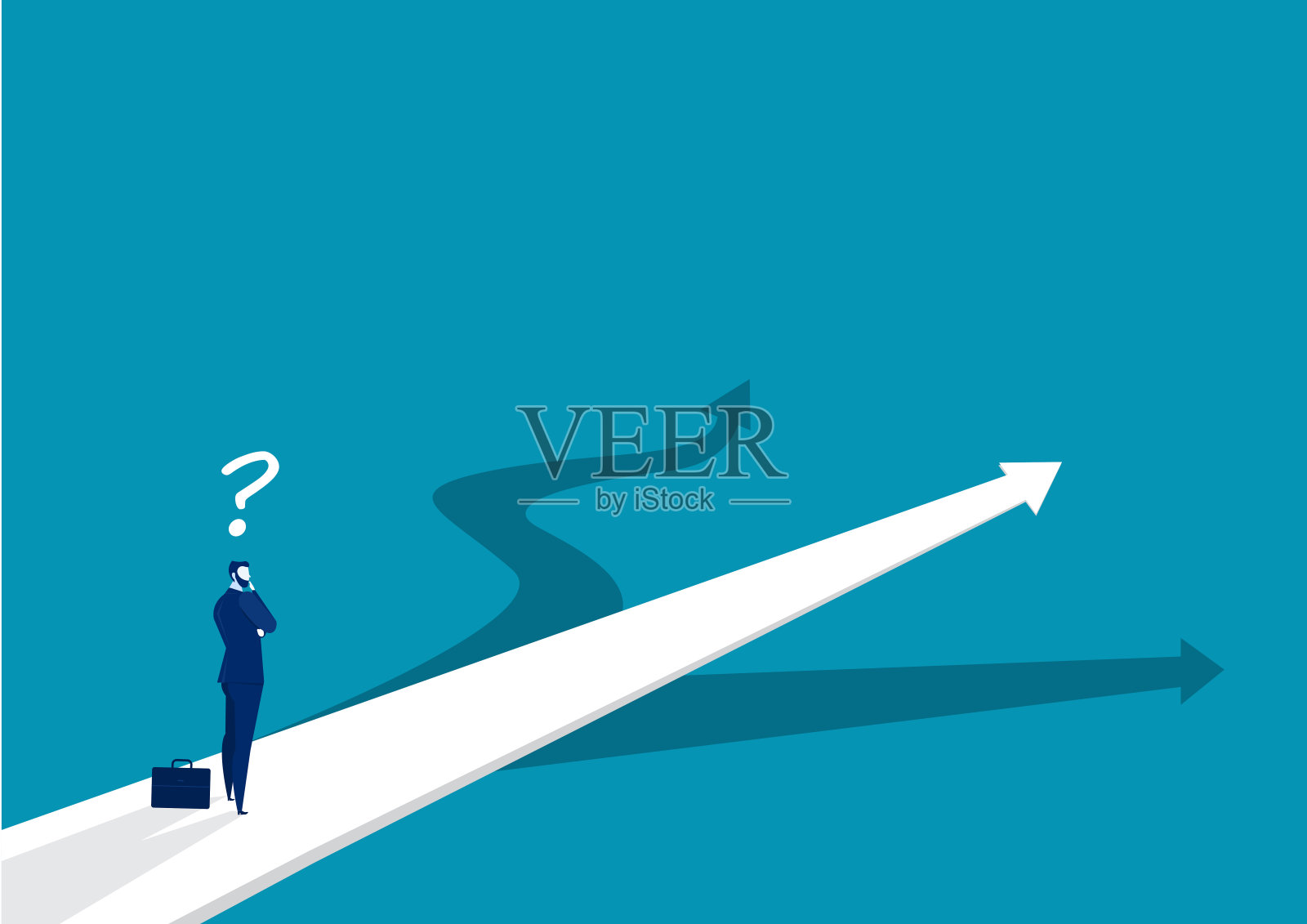 新方法的概念。开始旅程冒险和机遇。商人在路上的户外。插图插画图片素材