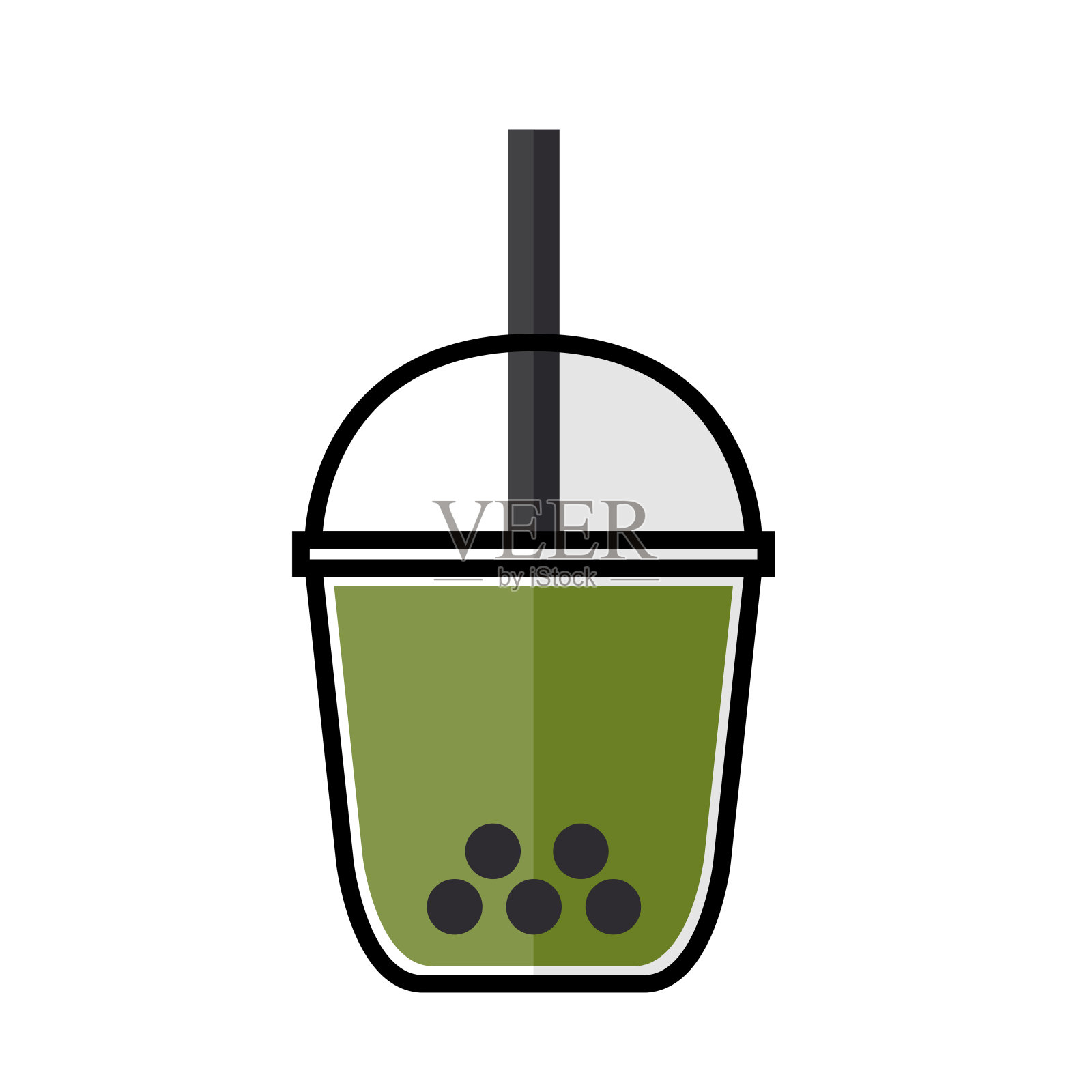 泡泡绿茶平图标插画图片素材