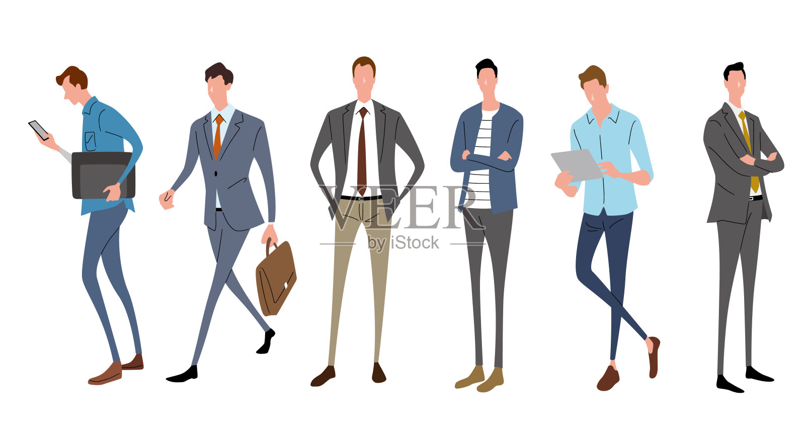 描绘商业场景、男士、时尚插画图片素材