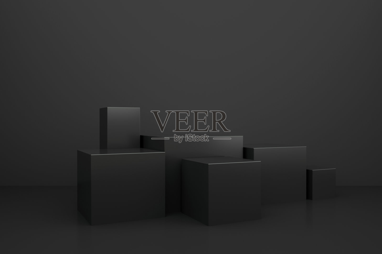 商业广告的黑色几何背景的3D渲染照片摄影图片