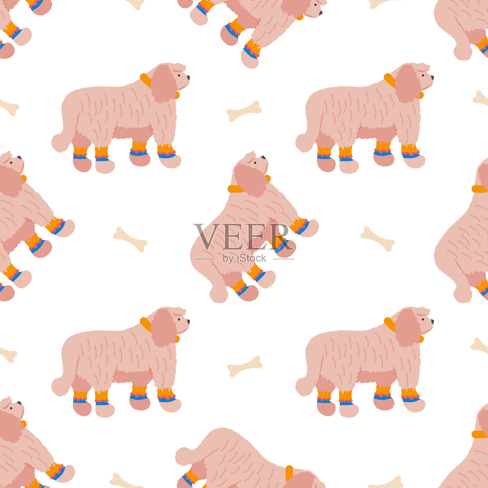 无缝图案与有趣的卡通风格的图标科蒙多。插画图片素材