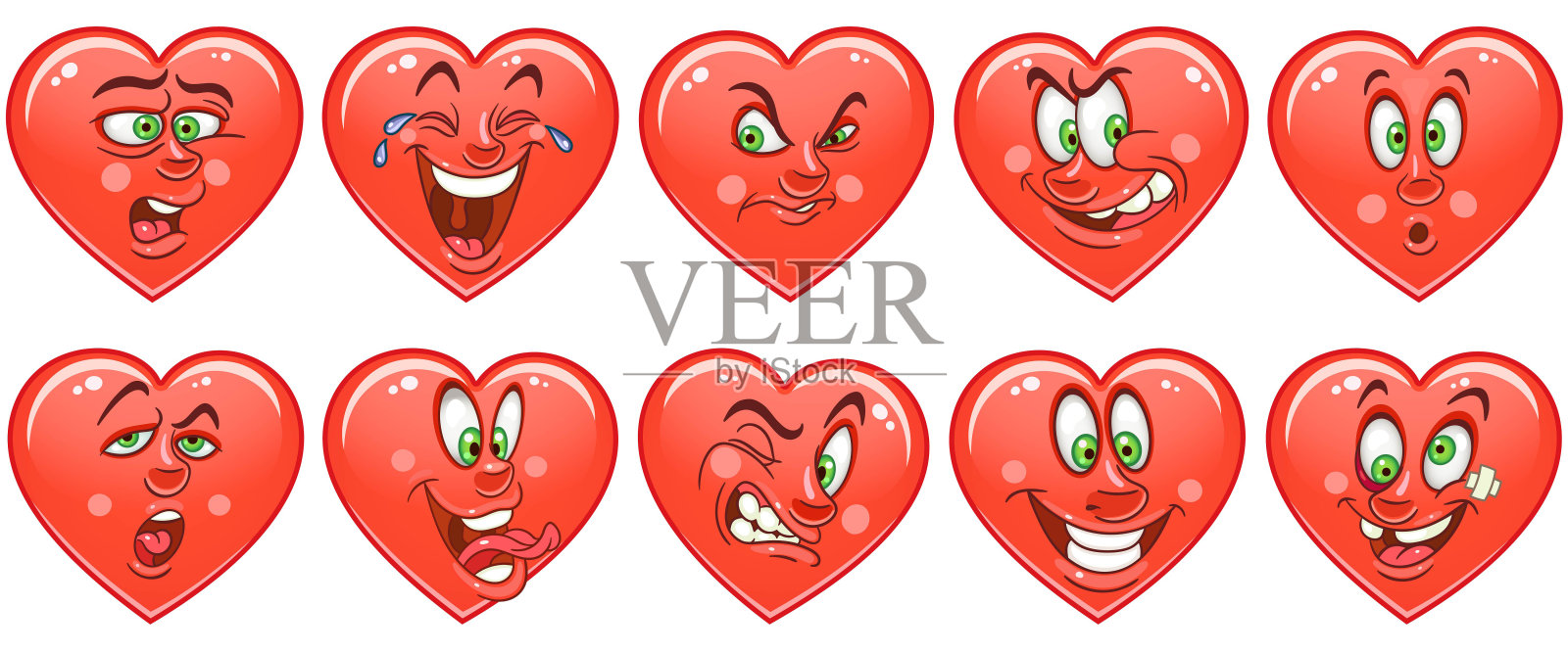 心收藏。表情符号的脸插画图片素材