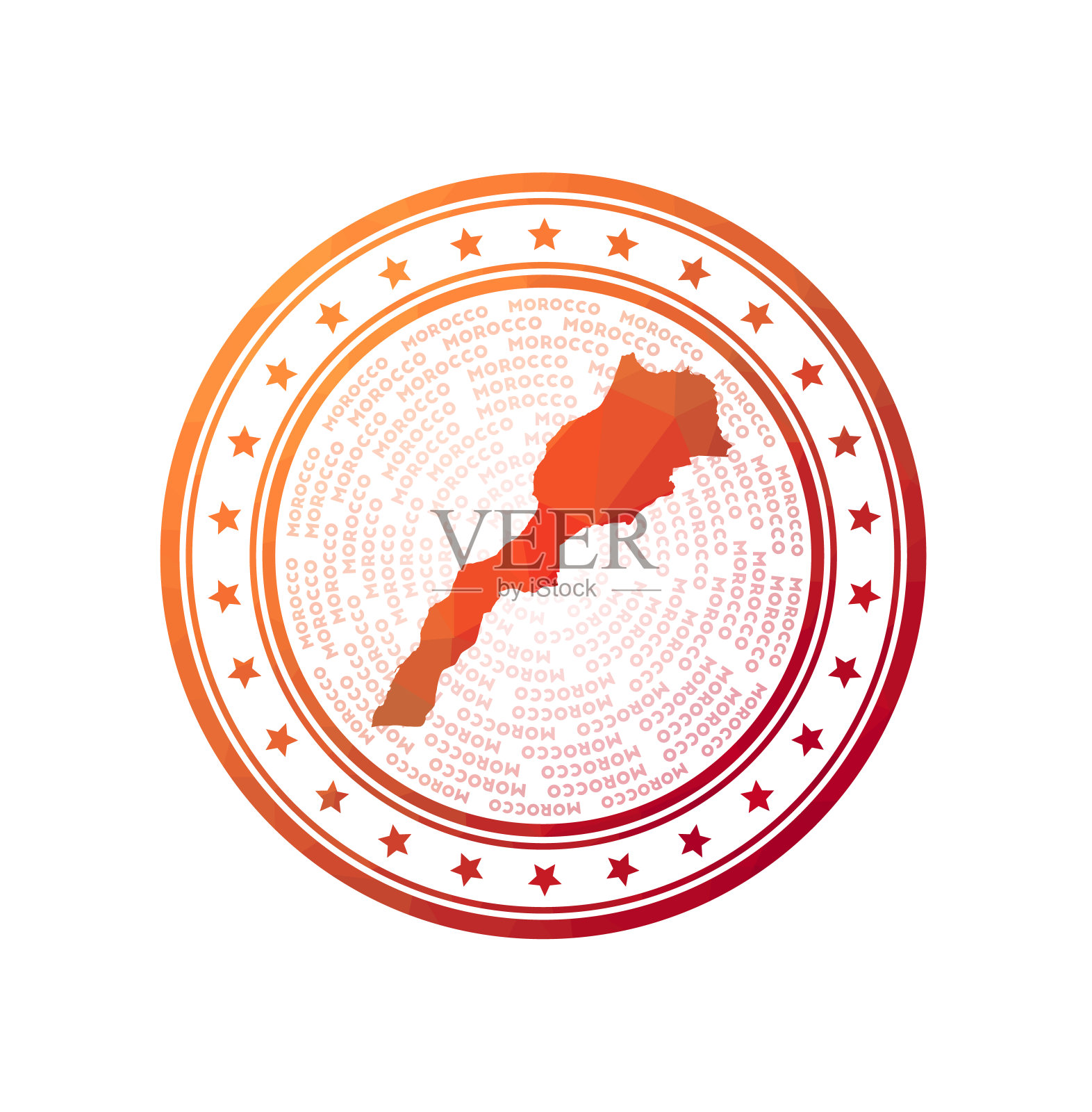 扁平低聚邮票的摩洛哥。插画图片素材