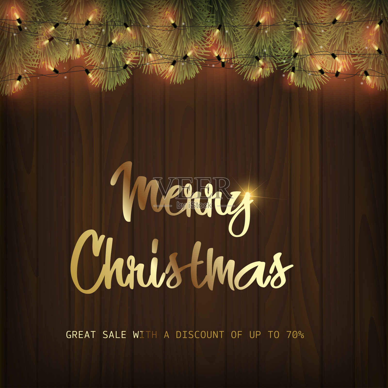 圣诞折扣卡与圣诞装饰品。向量插画图片素材