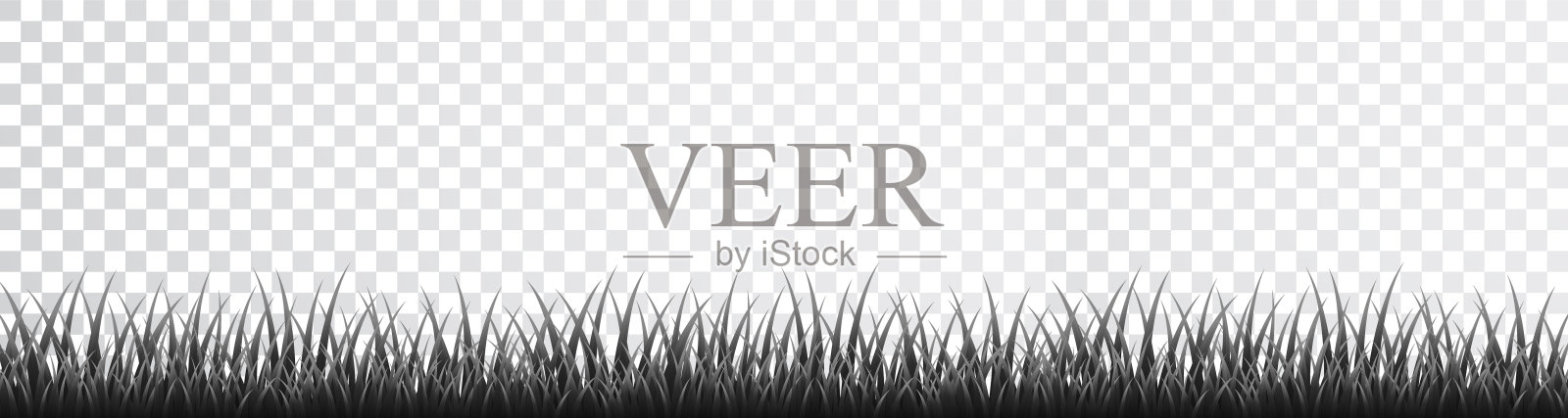 灰色的草边界设置在透明的背景。矢量图插画图片素材