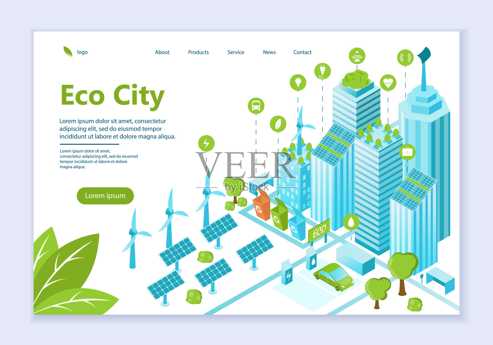 生态城市概念的网络模板插画图片素材