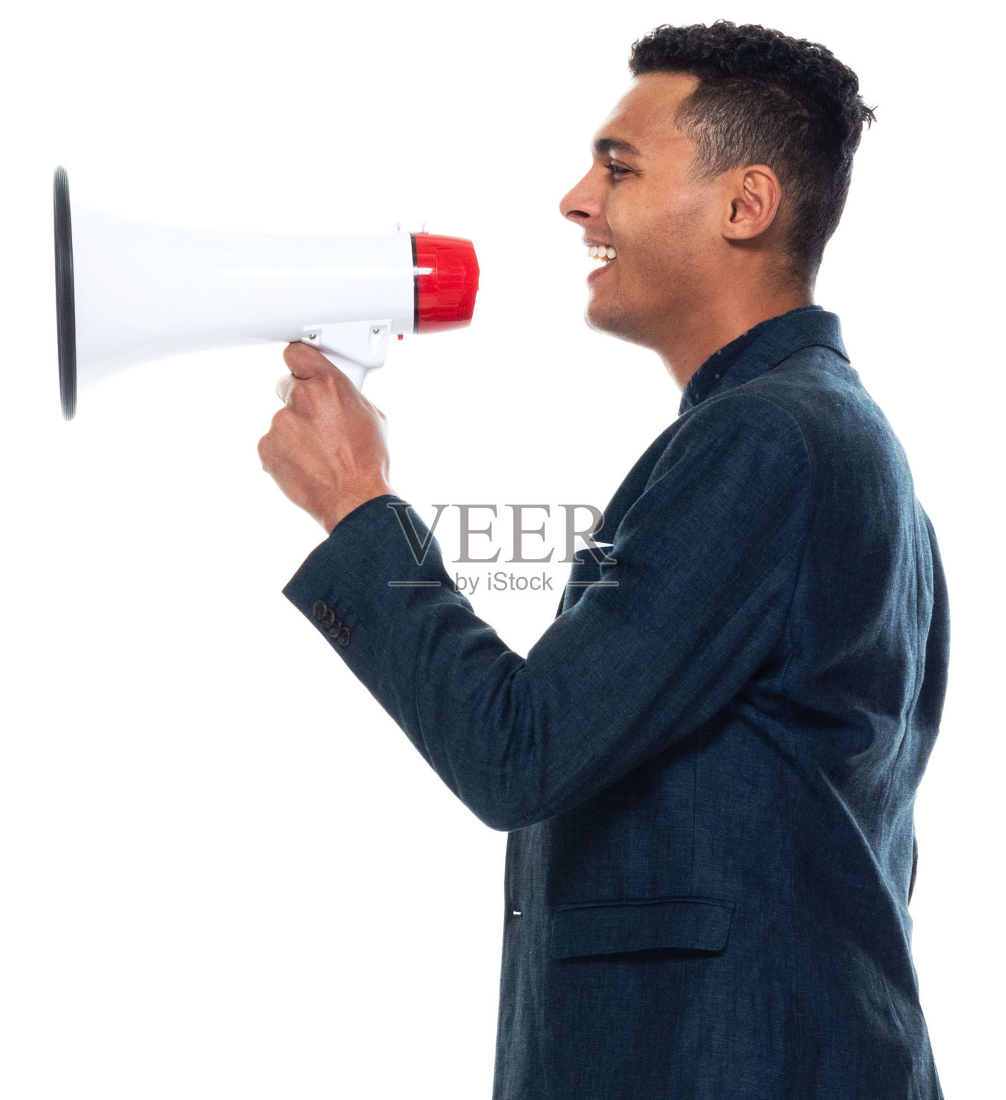 侧视图/侧面视图/一人/一人/腰部以上/ 20-29岁的成年人英俊的人的肖像黑色头发/短发非洲裔/非洲裔人种的男性/年轻人商人/商人站立照片摄影图片