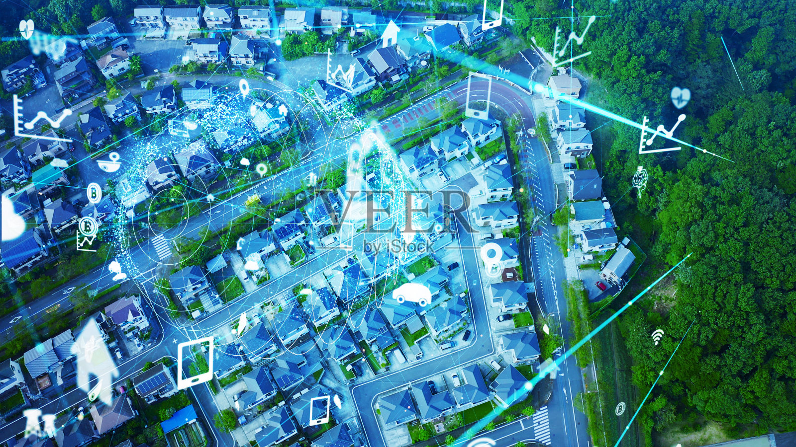 物联网概念。通信网络。照片摄影图片