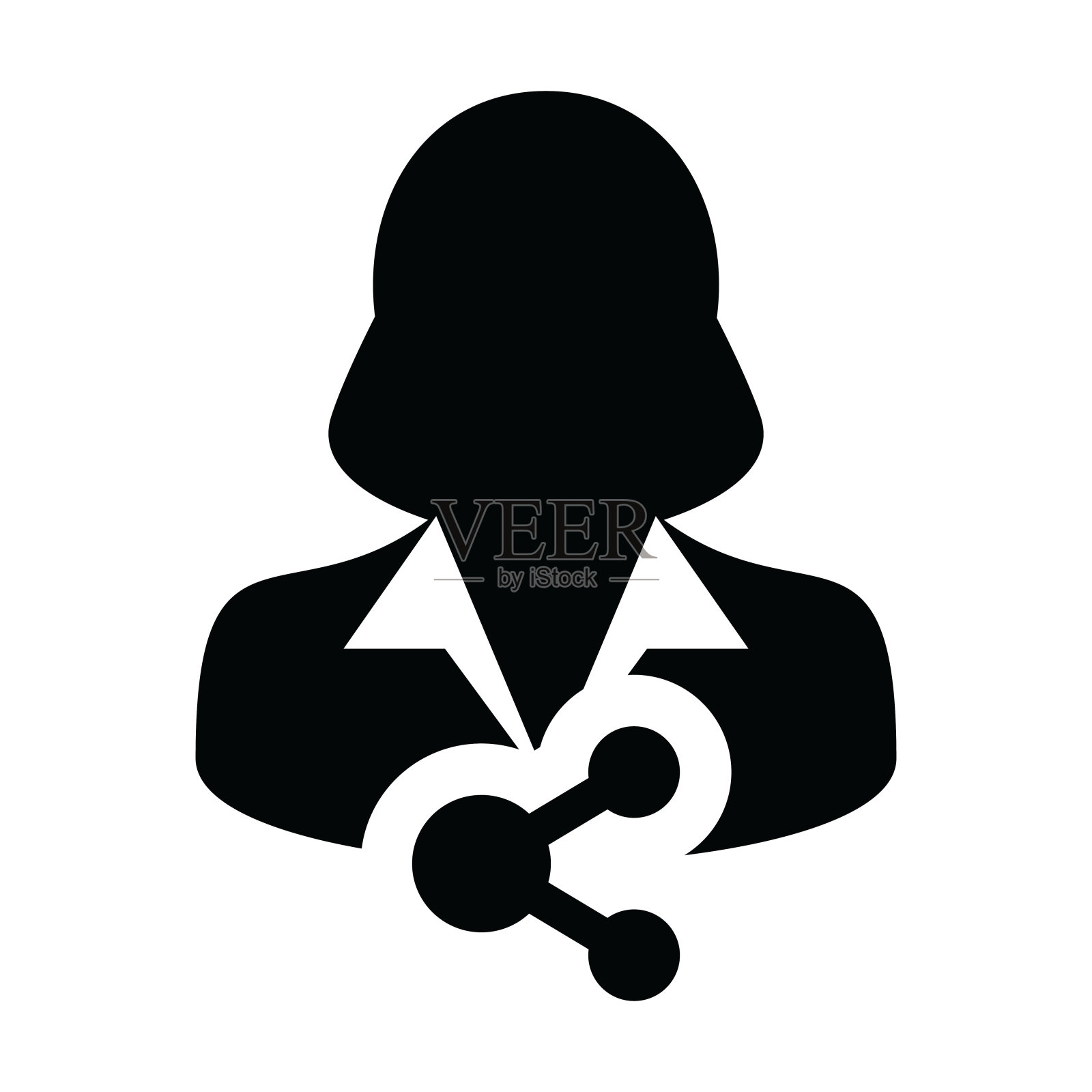 社交分享图标矢量女性个人资料头像符号与网络符号在一个字形象形图图标素材