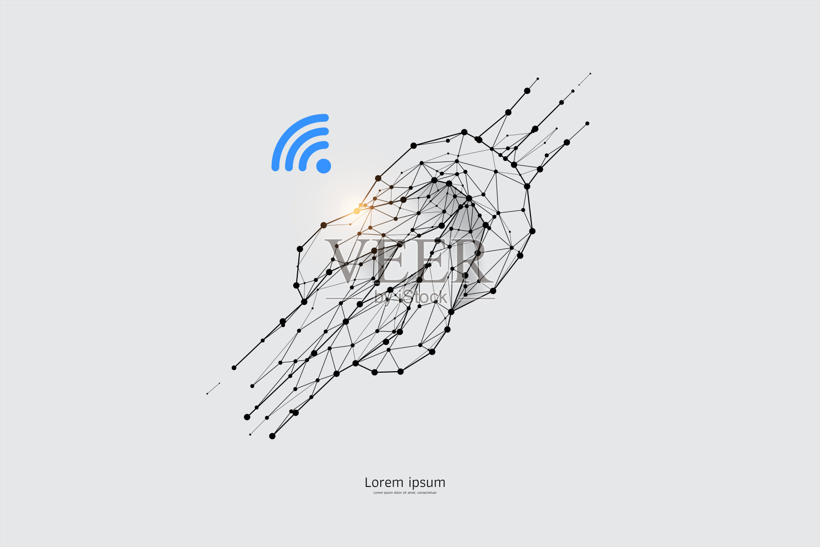 打结的粒子、几何艺术、线条和点插画图片素材