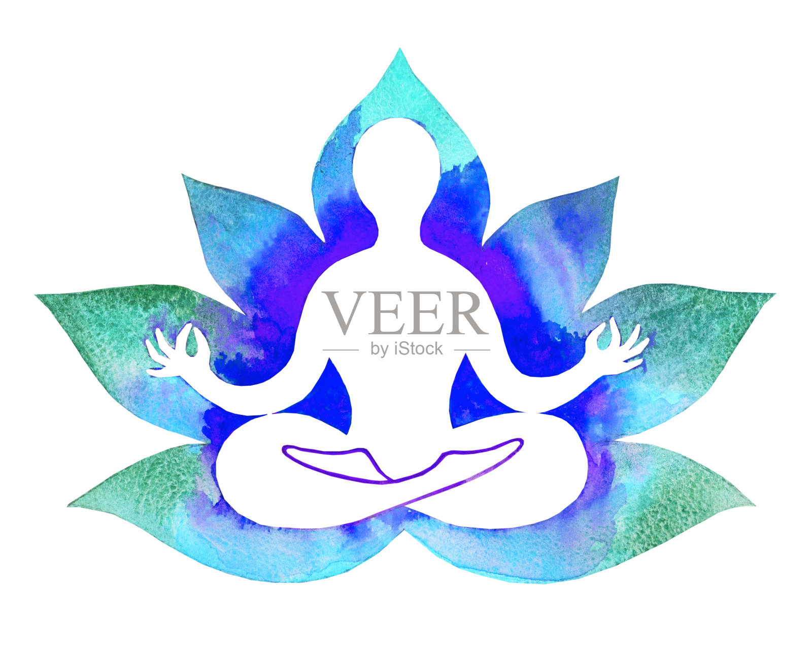 平面绘画瑜伽禅冥想插画图片素材