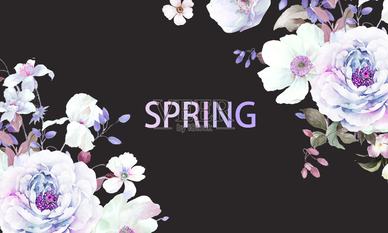 用电脑画出树叶和花朵插画图片素材