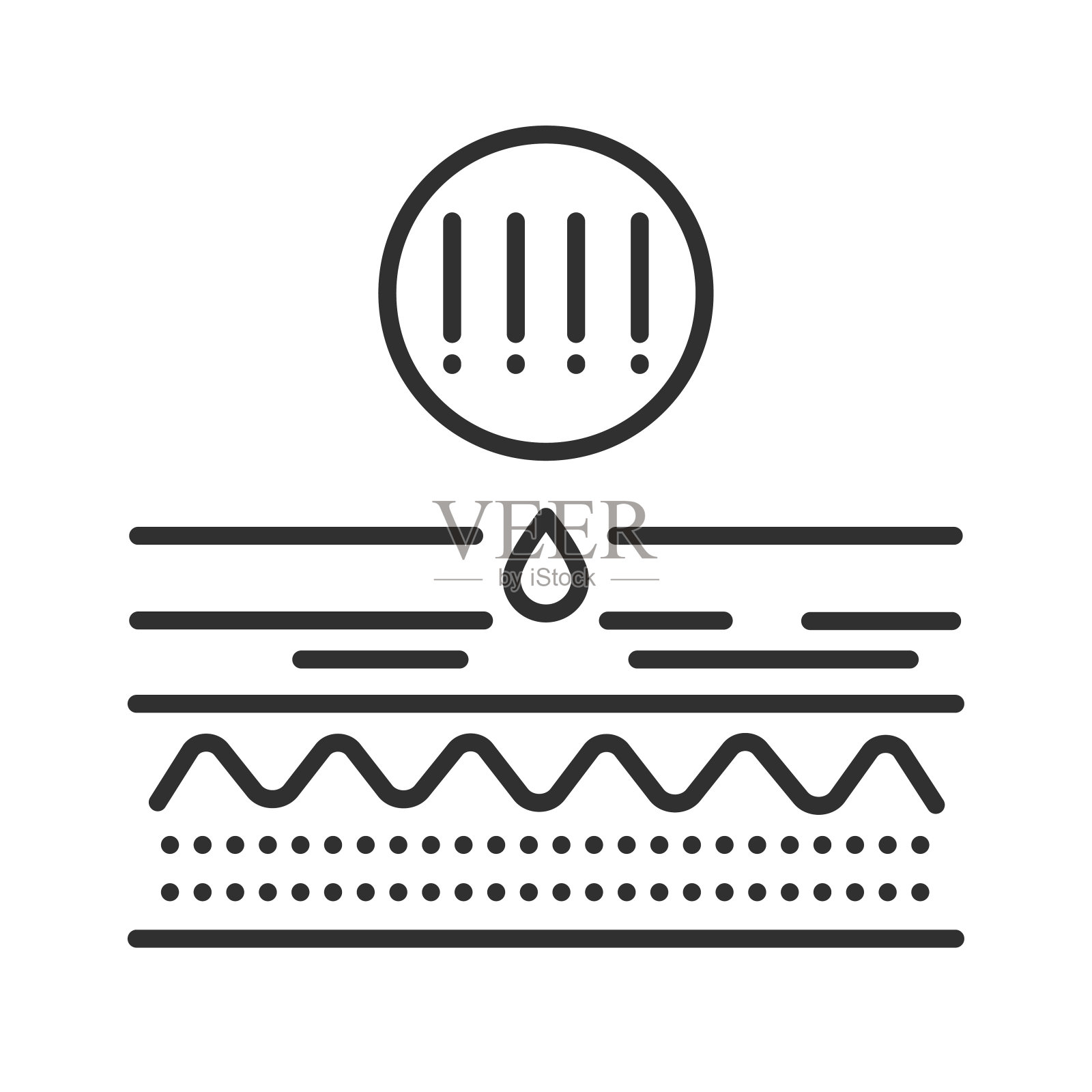 皮肤层有一个黑点线黑色图标。皮疹。皮肤疾病。发痒的斑点。网页、手机应用、按钮、logo的签名插画图片素材