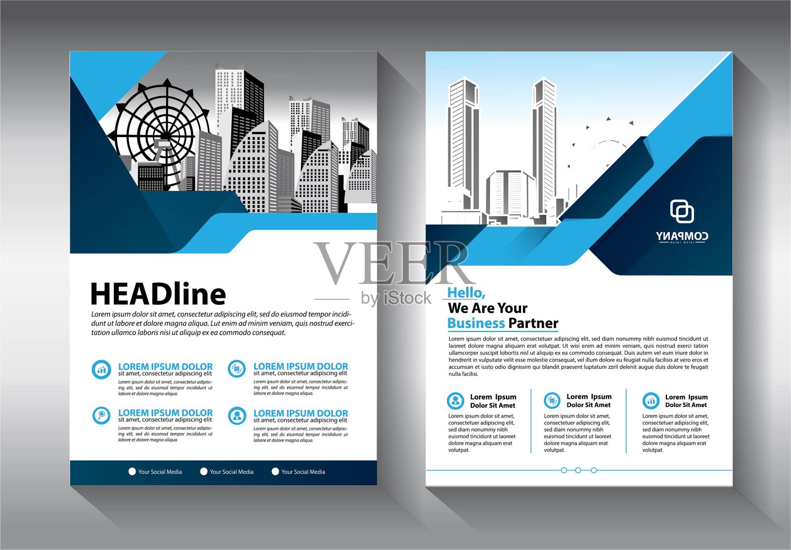 业务抽象向量模板。宣传册设计，涵盖现代布局，年度报告，海报，传单A4彩色三角形，几何形状的科技，科学，市场与灯光背景设计模板素材