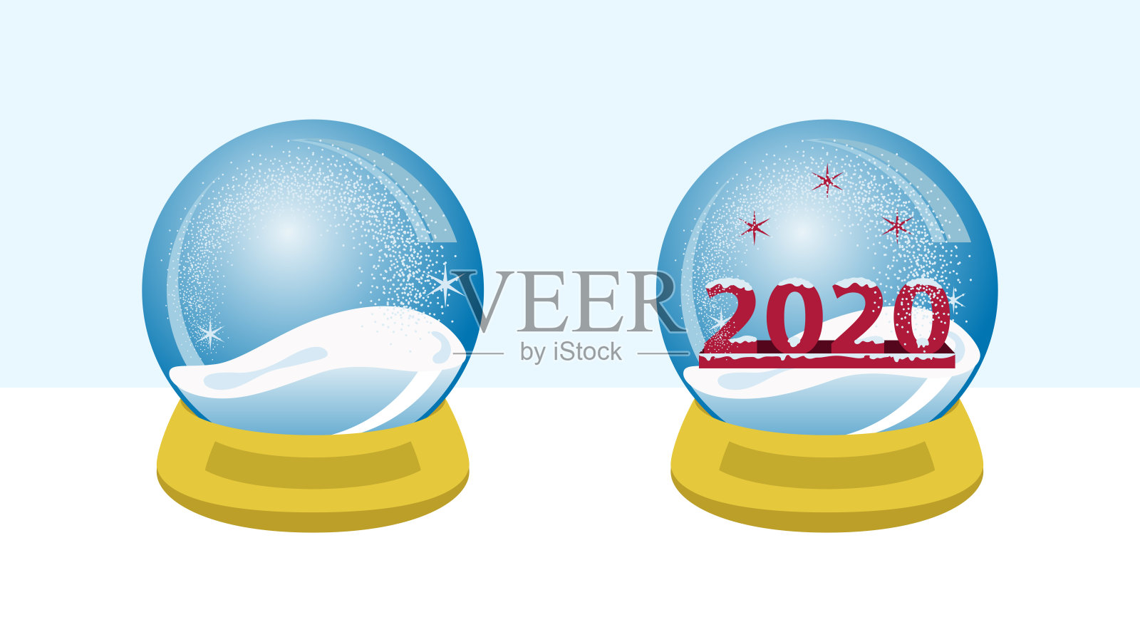 雪花球2020，圣诞假期插画图片素材