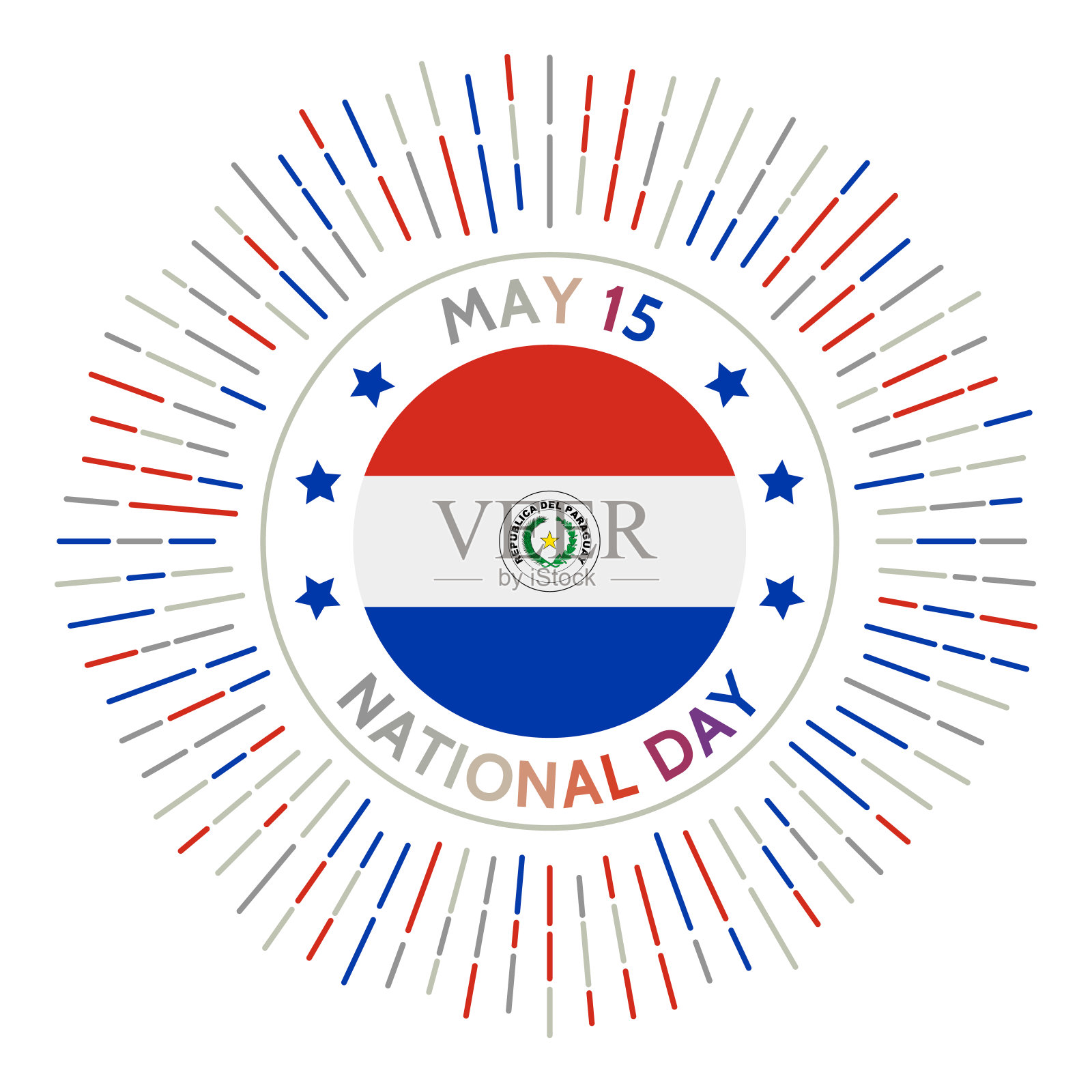 巴拉圭国家日徽章。设计模板素材