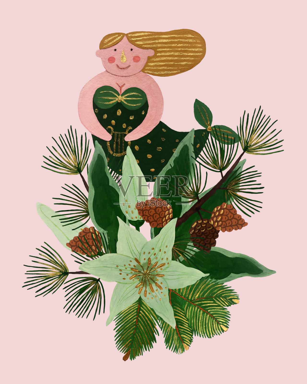 老式圣诞节的明信片插画图片素材