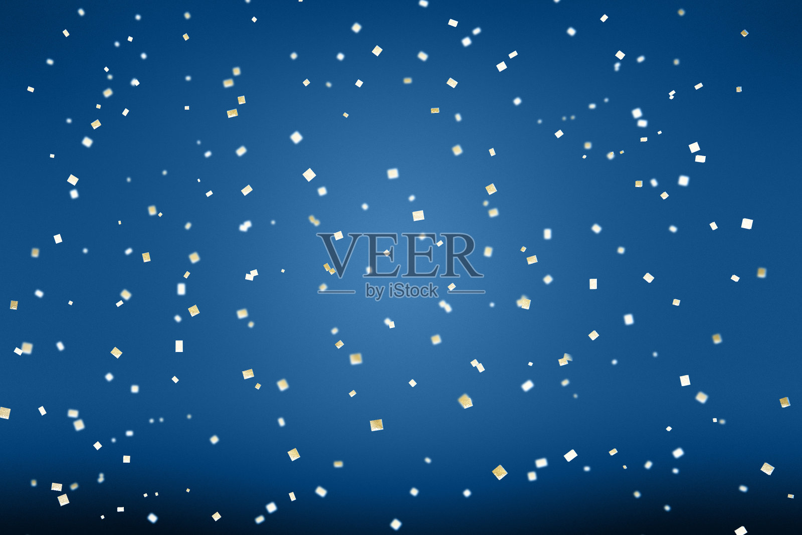 金色五彩纸屑背景色调，经典蓝色，2020年创意设计。现代风格的浪漫墙纸装饰。照片摄影图片