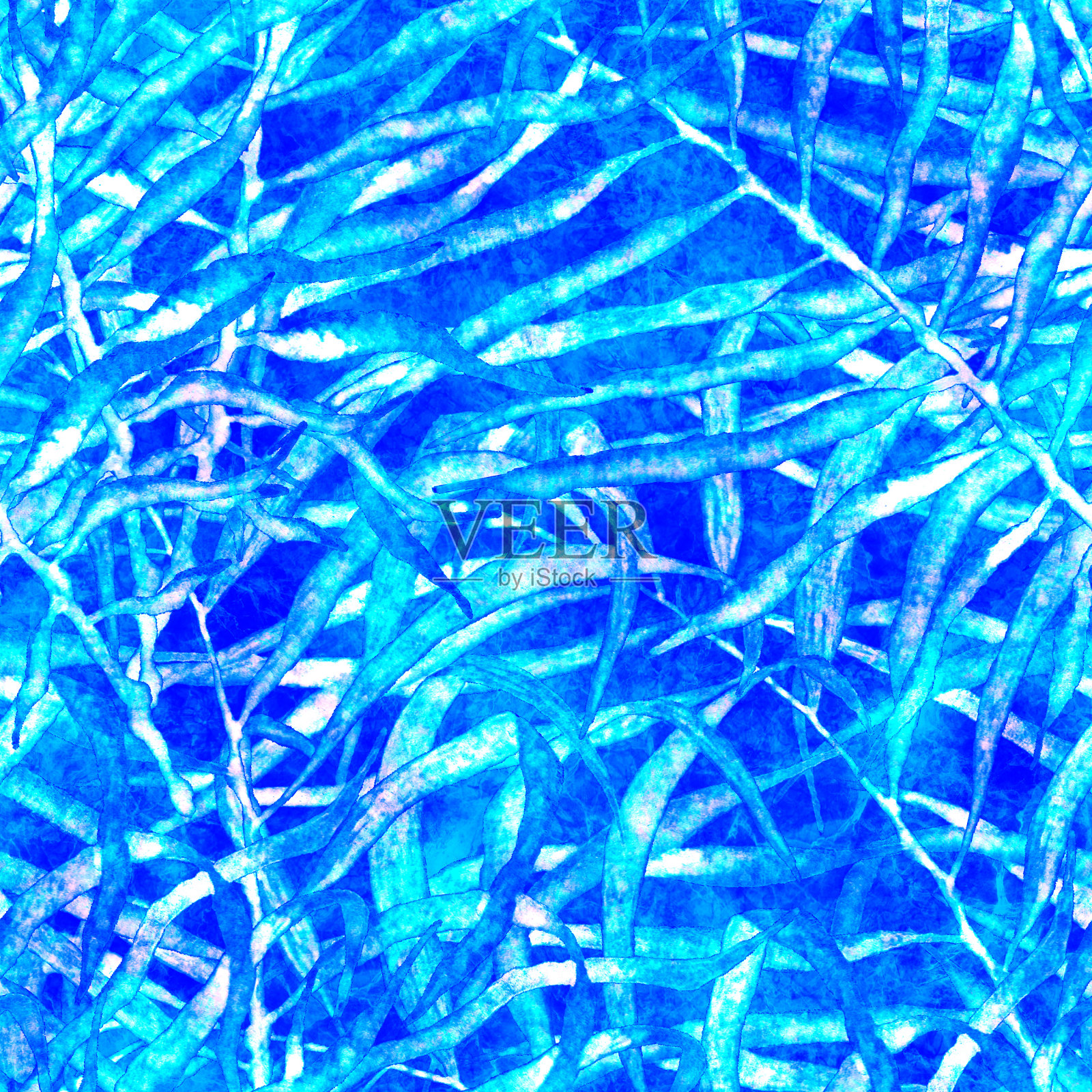 热带无缝模式。水彩凌乱的手掌插画图片素材