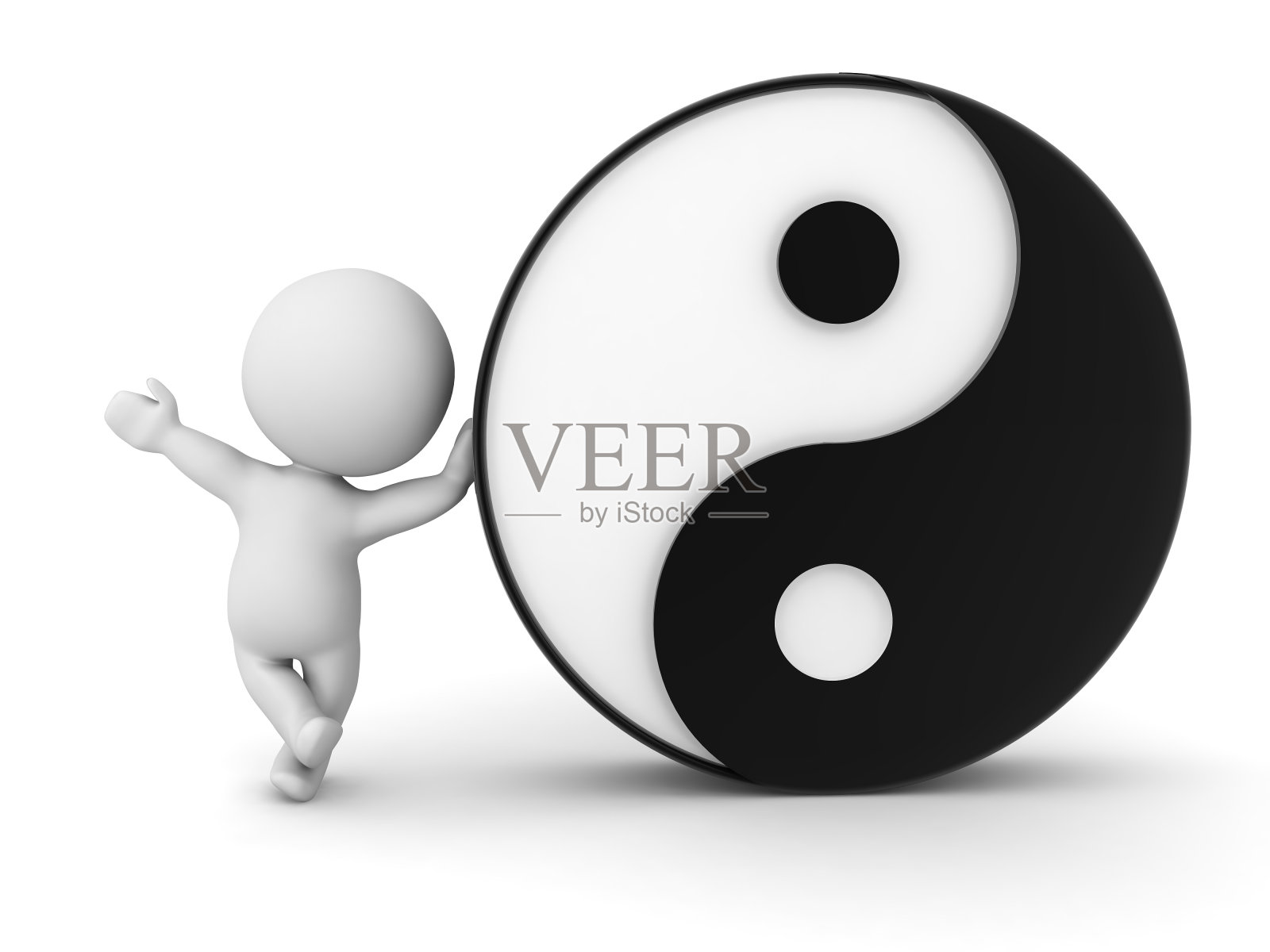 3D字符依靠阴和阳符号照片摄影图片