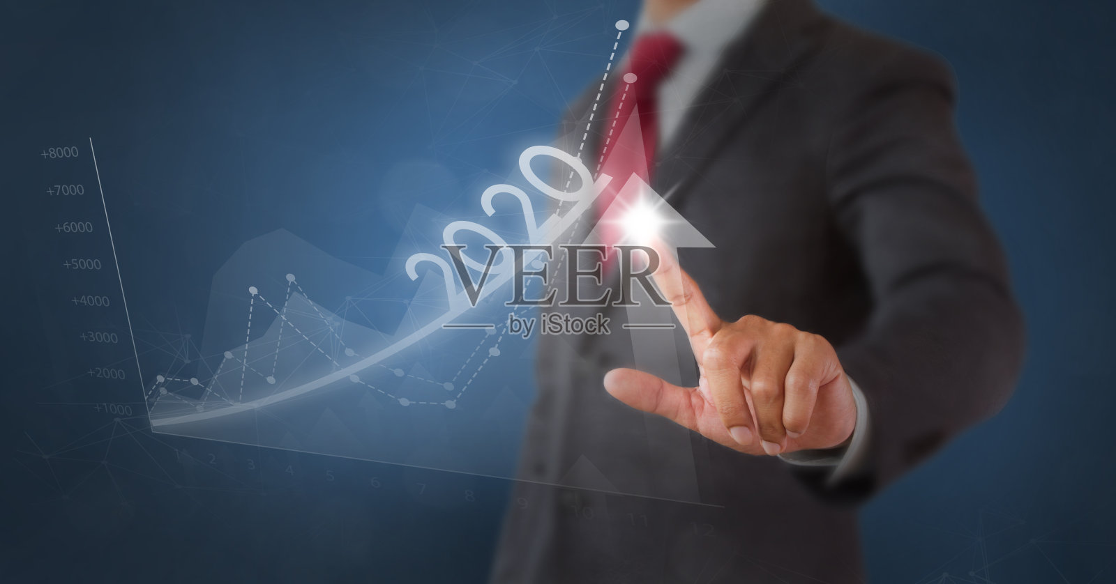 2020年新年，商人和成功的目标照片摄影图片