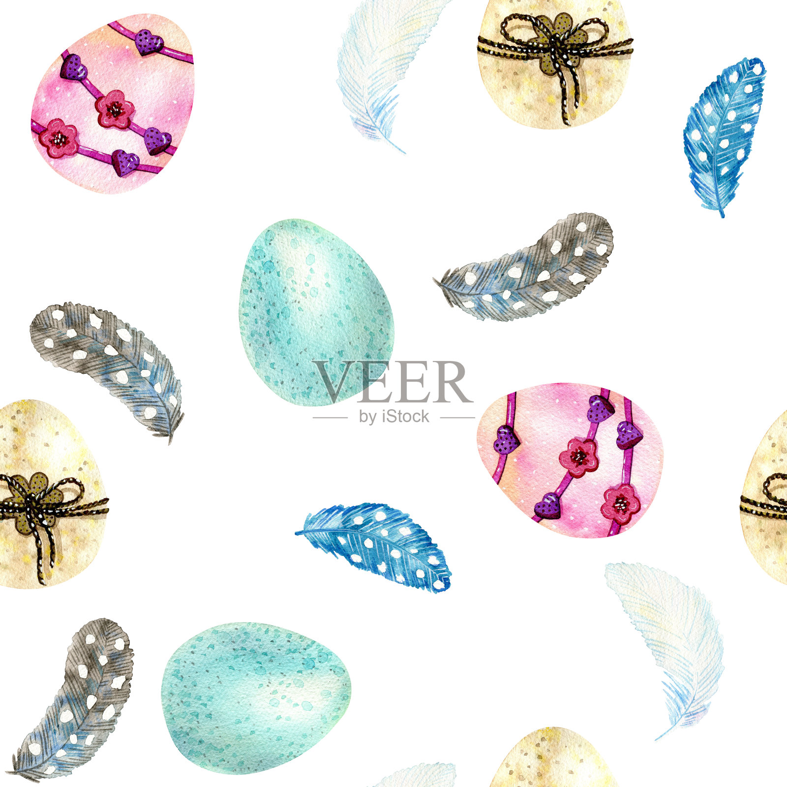 水彩无缝模式插画图片素材