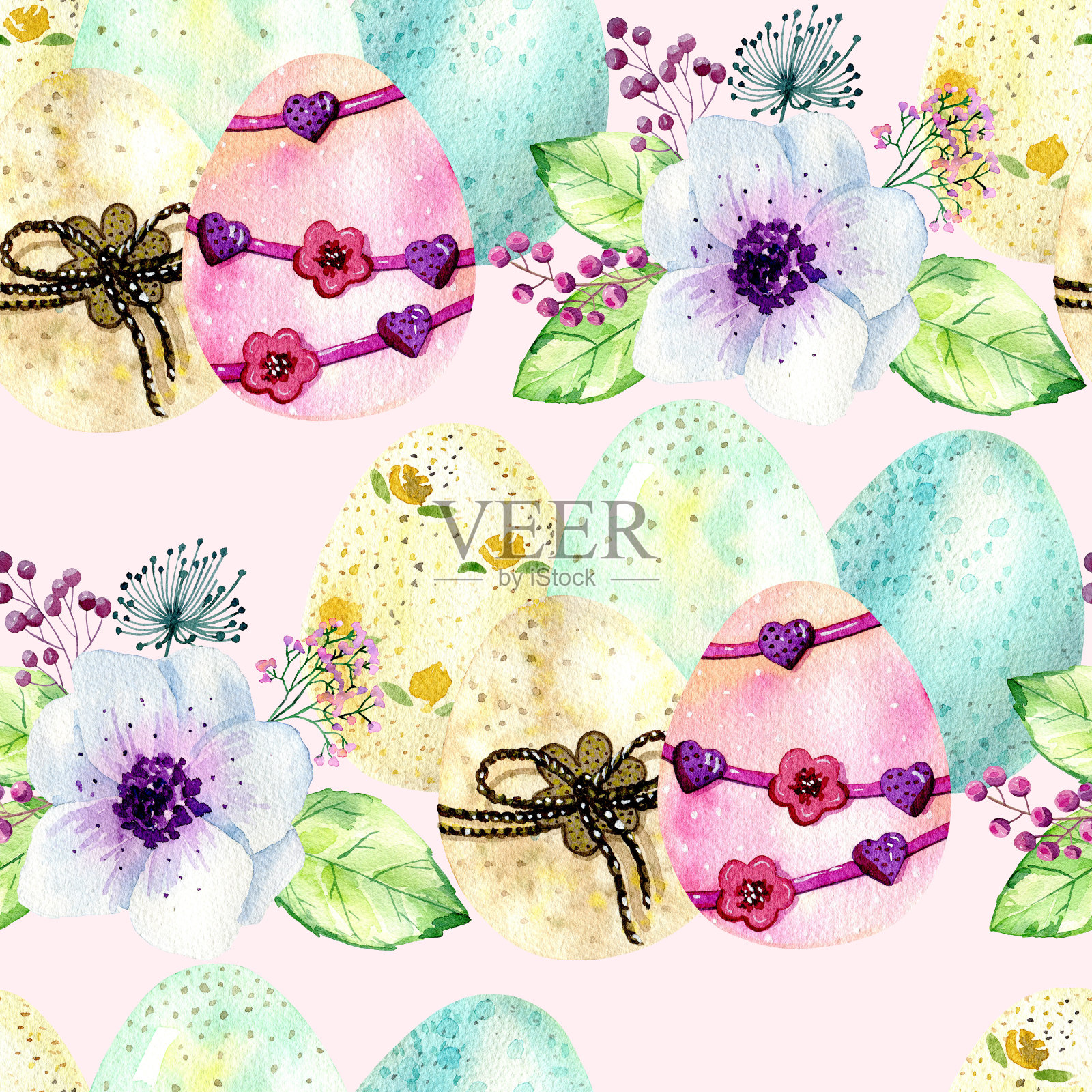 水彩无缝模式插画图片素材