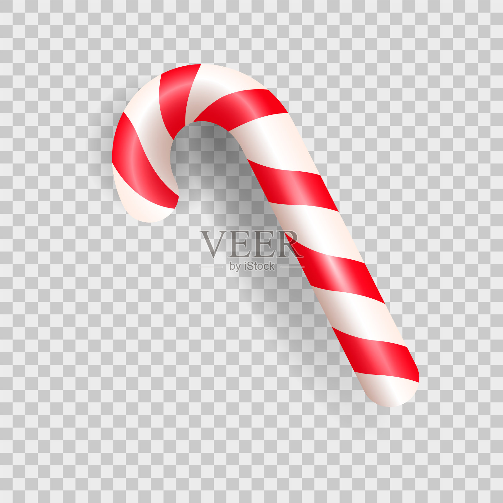 现实的圣诞糖果手杖。糖和条纹棒棒糖孤立在白色的背景。矢量图设计元素图片