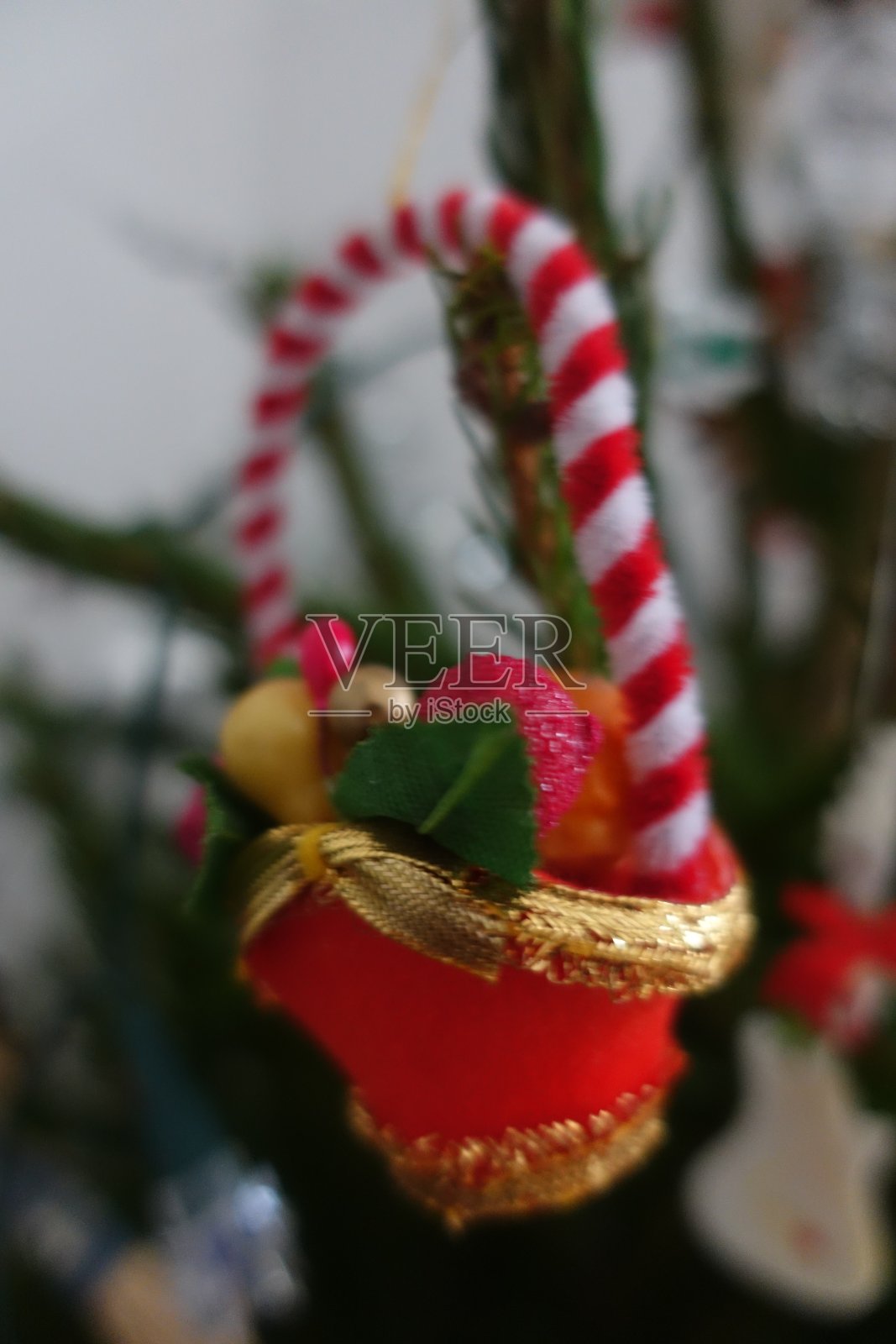 圣诞树篮子装饰配件照片摄影图片