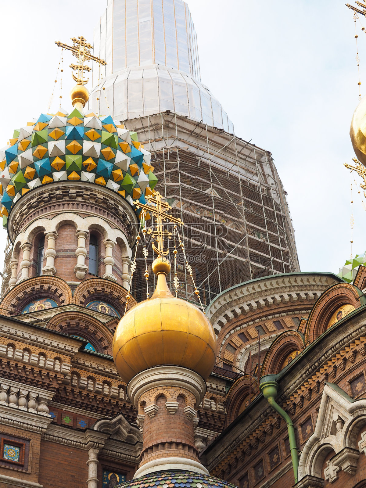 在维护过程中，这是一个美丽的神殿，在俄罗斯，一个公共场所。照片摄影图片