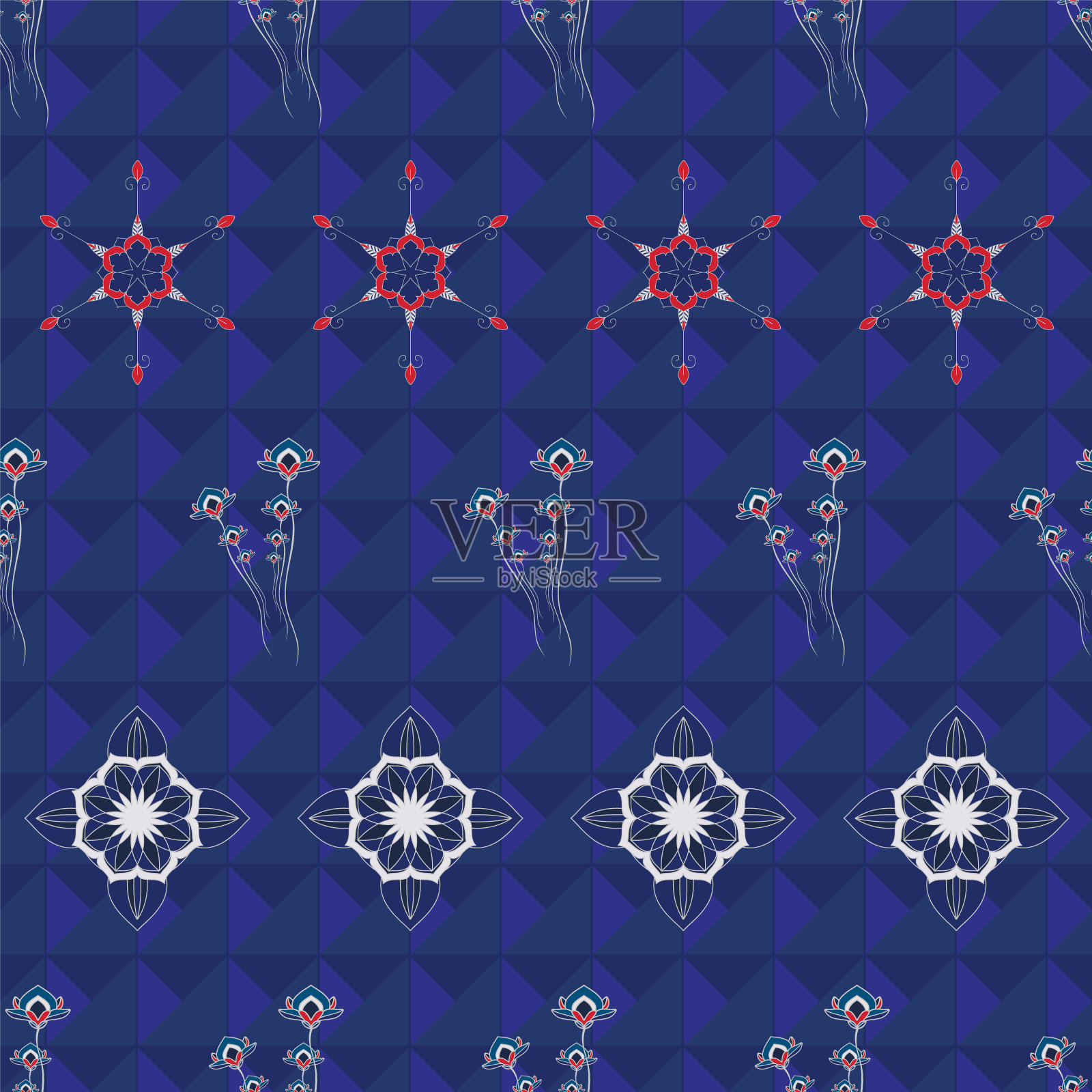 带有花卉元素的华丽图案插画图片素材