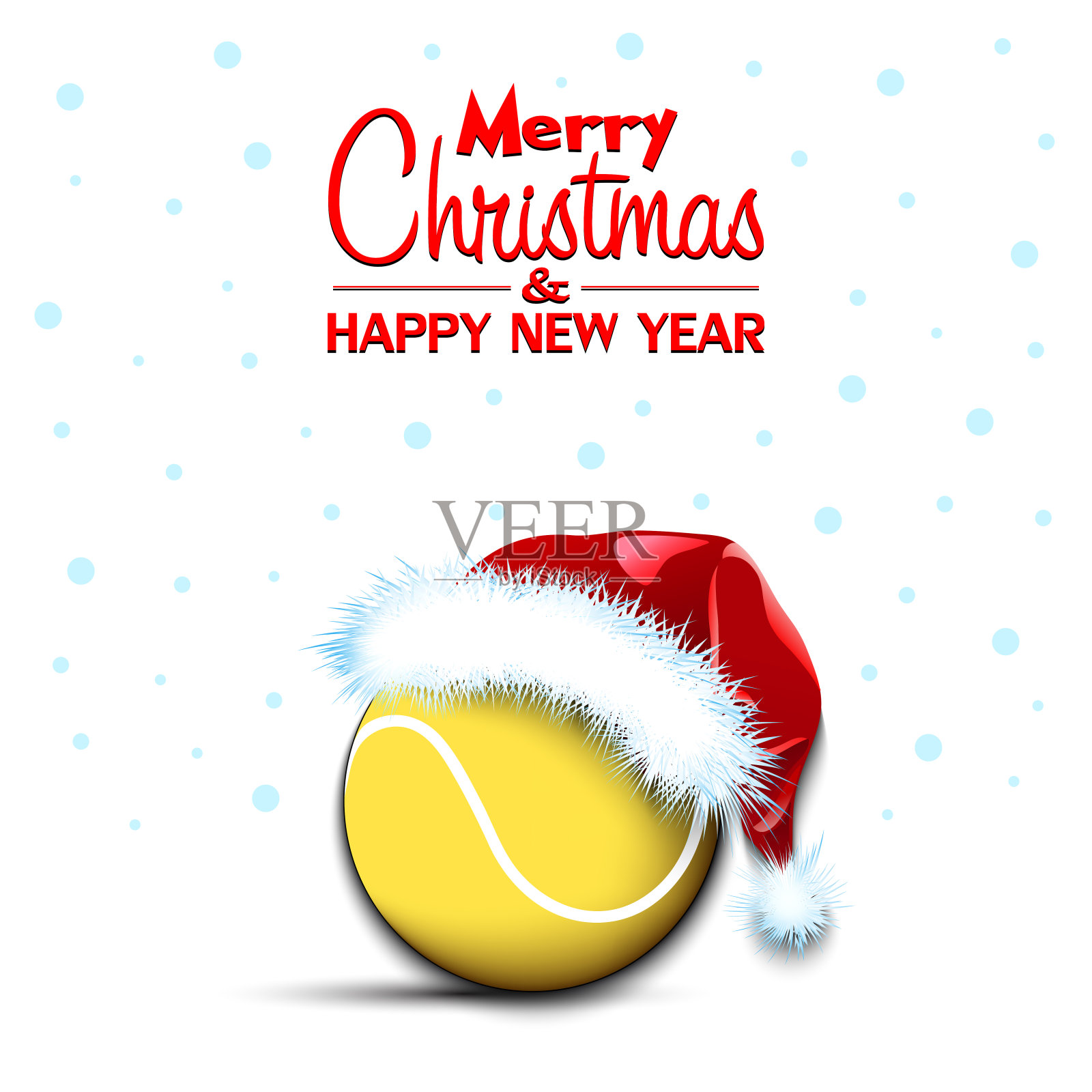 新年和网球在圣诞帽设计元素图片