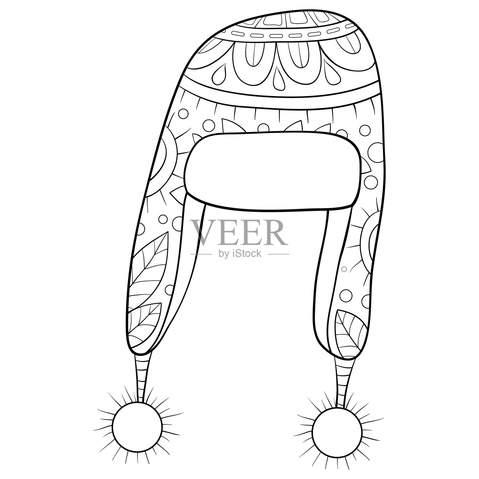 成人涂色书，页圣诞帽图像放松。禅宗艺术风格的插图印刷。插画图片素材