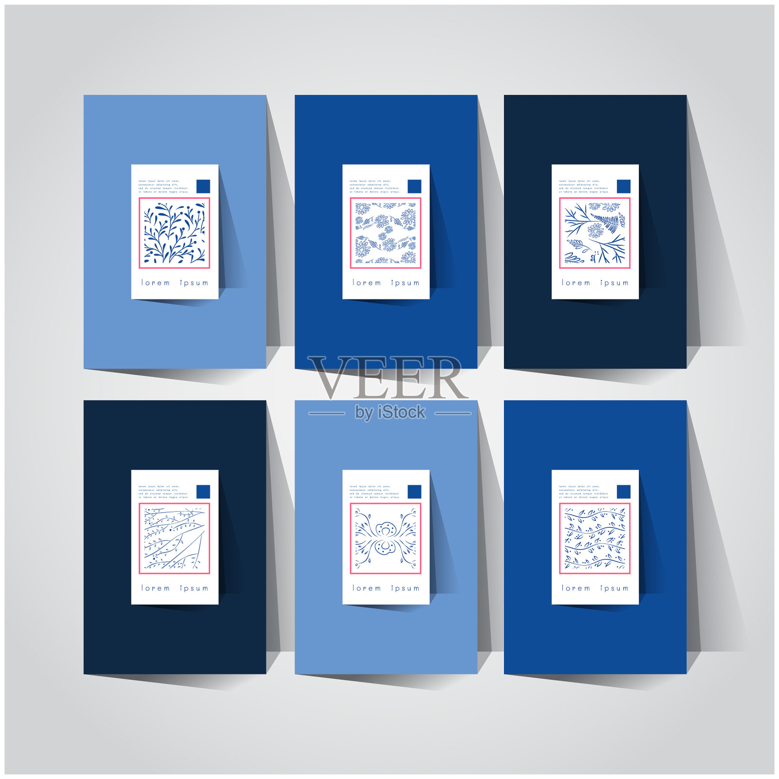 一套白色和蓝色的太空探索插画图片素材