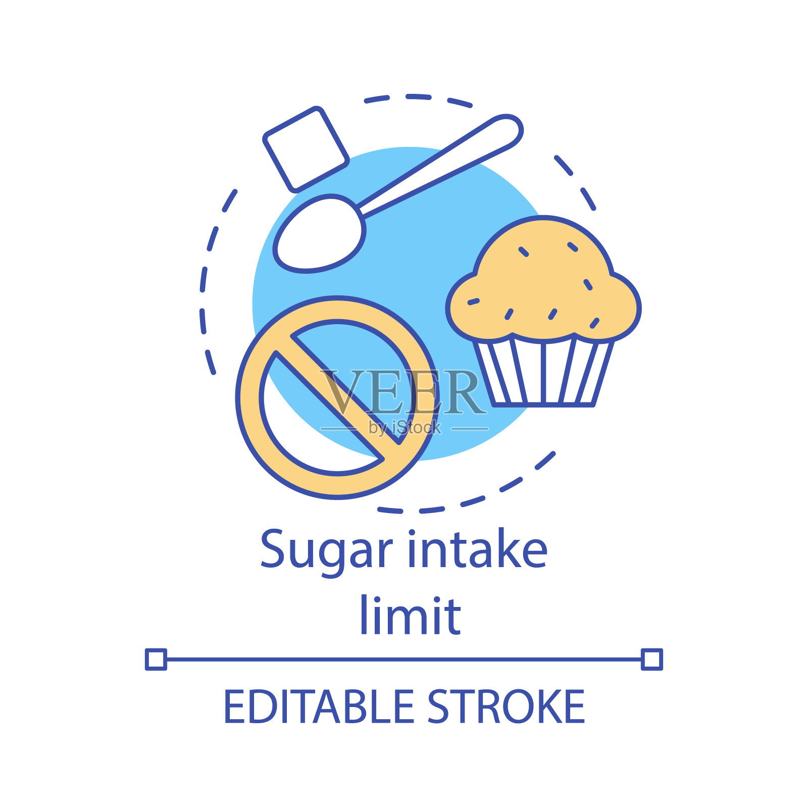 糖摄入量限制概念图标图标素材