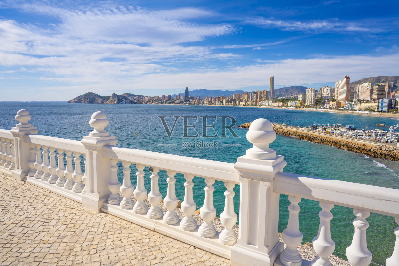 Benidorm Balcon del Mediterraneo balustrade在Alicante照片摄影图片